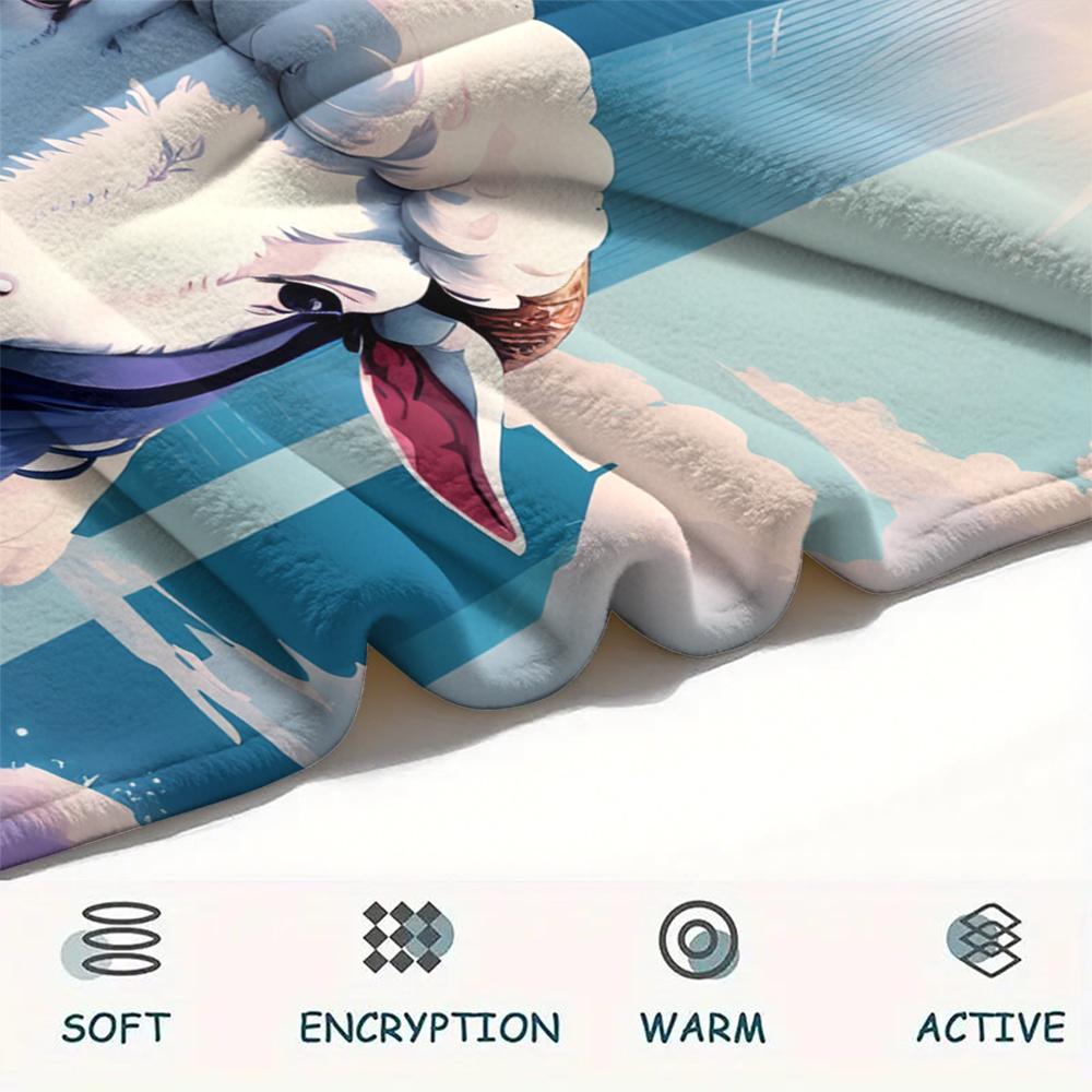 1 ks Flanelová deka s kresleným potiskem, Vysoce kvalitní, Pohodlná pro všechna roční období, Domácí dekorace, Teplo a pohodlí, Perfektní jako vánoční dárek k narozeninám