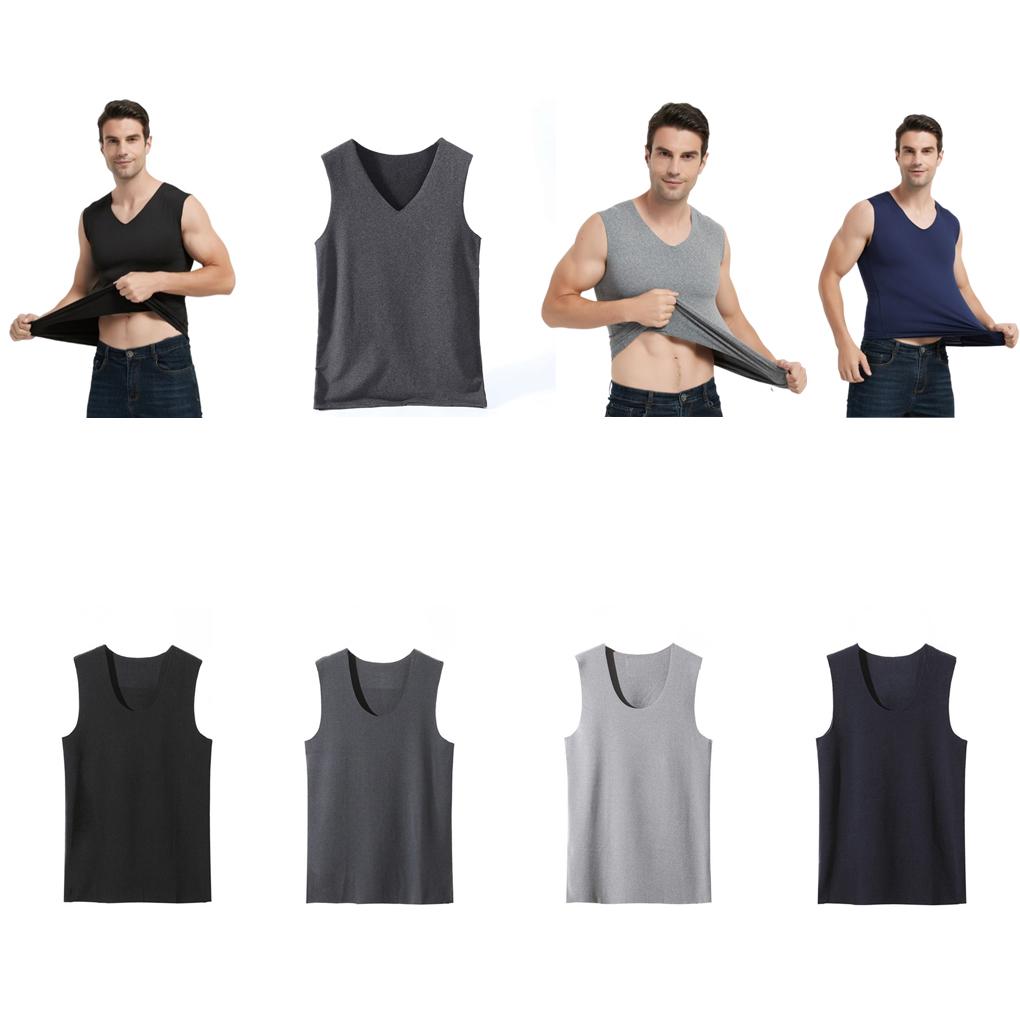 Men Thermal Vest Warm Fashion Basic Top Fitness Exercise Bottoming Baselayer Sleeveless Underwear Elastic Comfortable