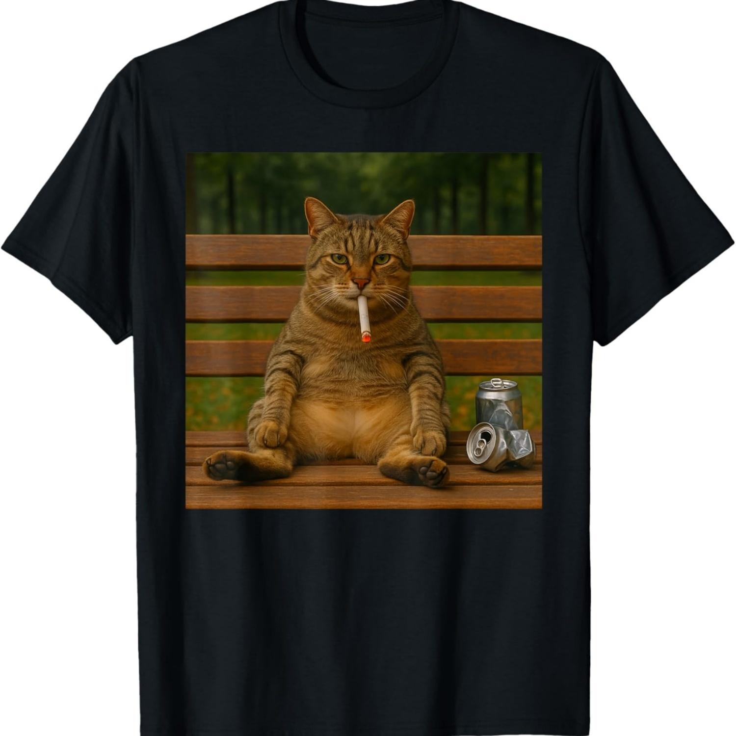 Funny Cat Smoking Cigarette Kitty Gen Z Meme Smoking Cat T-Shirt(2) S