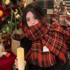 Red Christmas scarf Women's winter high-end atmosphere plaid scarf New Year's gift Autumn and winter 1116 new models
