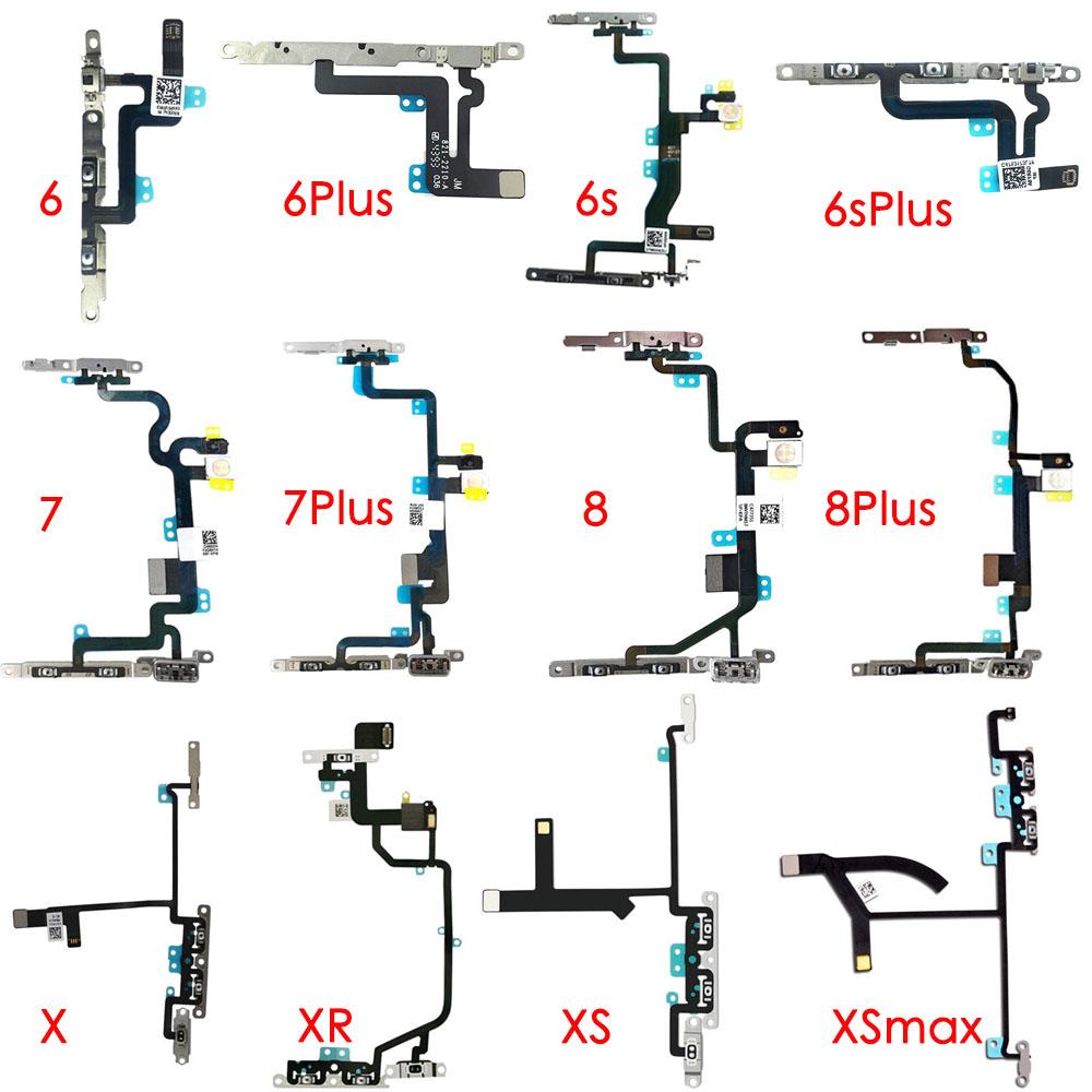 Volume Button Silent Switch Flex Cable For iPhone 6 6P 6s 7 7P 8 Plus X XR XS Xs Max Replacement With Brackets Preinstalled
