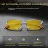 2026 Men Night Vision Reading Glasses Fashion Trendy Yellow Lenses Far Sight Eyeglasses Unisex Square-framed Eyewear 0+1.0+4.0