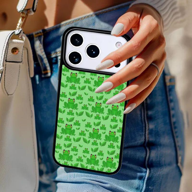 Cartoon Frog Phone Case For iPhone 17 Air 14 15 13 12 Max Cover For Apple 14 15 16 16e 11 Pro Max Plus Coque