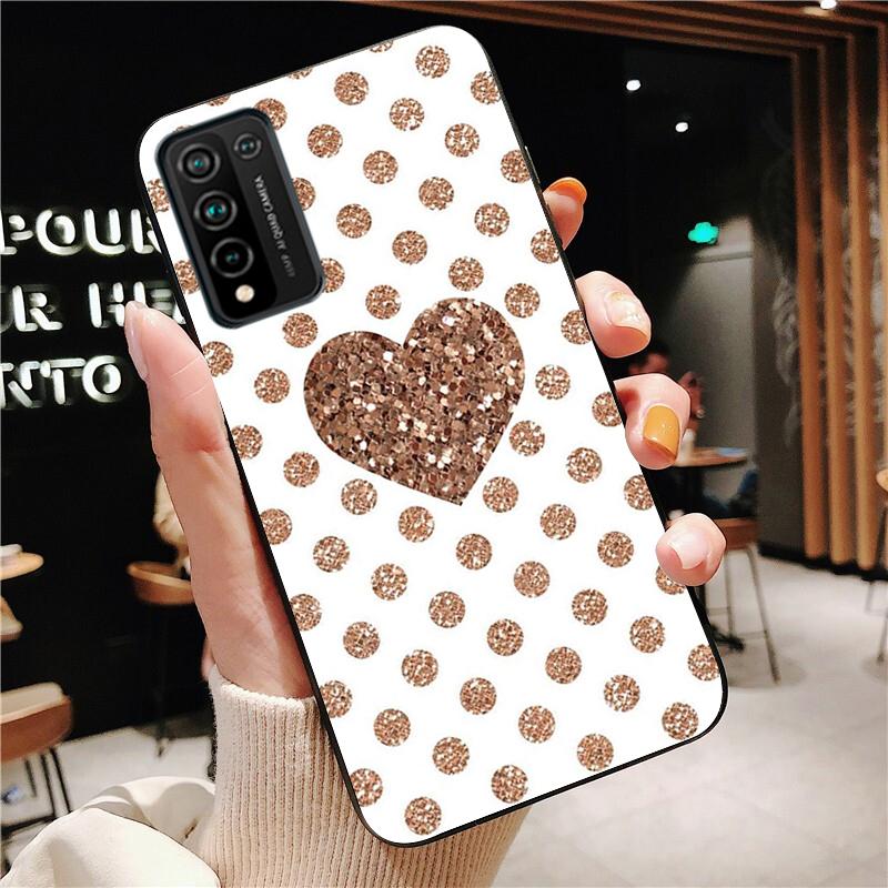 Rose Gold Diamond Love Heart Phone Case for Huawei Honor 50 10X Lite 20 7A 7C 8X 9X Pro 9A 8A 8S 9S 10i 20S 20lite 7X 10 Lite