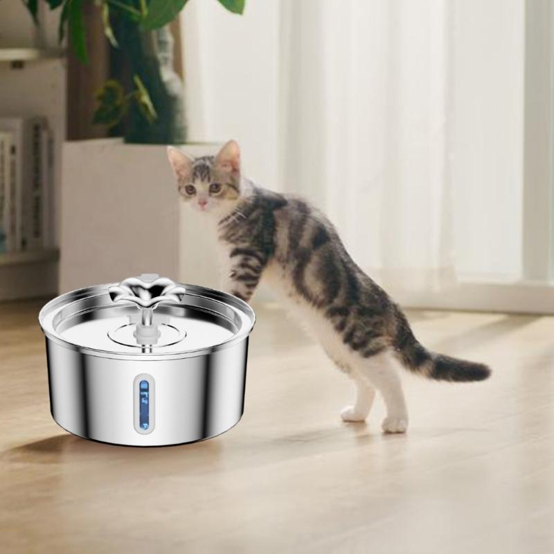2.6L Cats Water Fountain Cats Drinking Dispenser Quiet Pet Water Dispenser Drinking Bowl for Pet Cats Dog Watering Supply