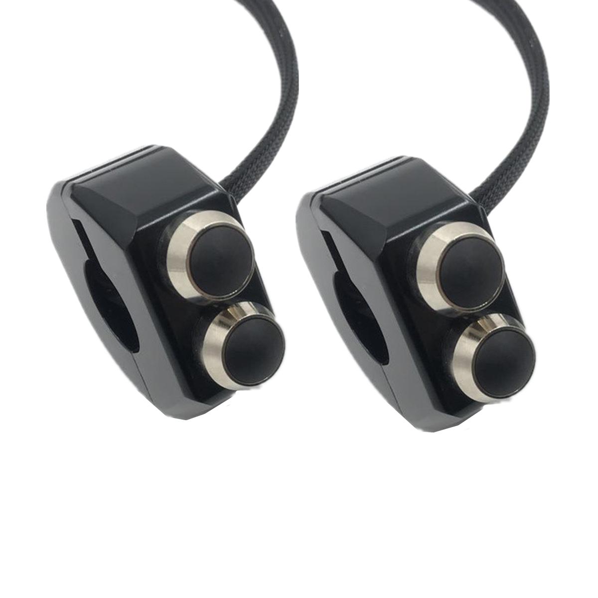 Handlebar switch 3-button CNC-black silver circle black button (pair)
