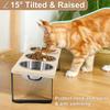Elevated Cat Bowls with 3 Stainless Steel Bowls 15° Tilted Anti-Vomiting Raised Cat Food Bowl for Small Cats Puppies Accessories