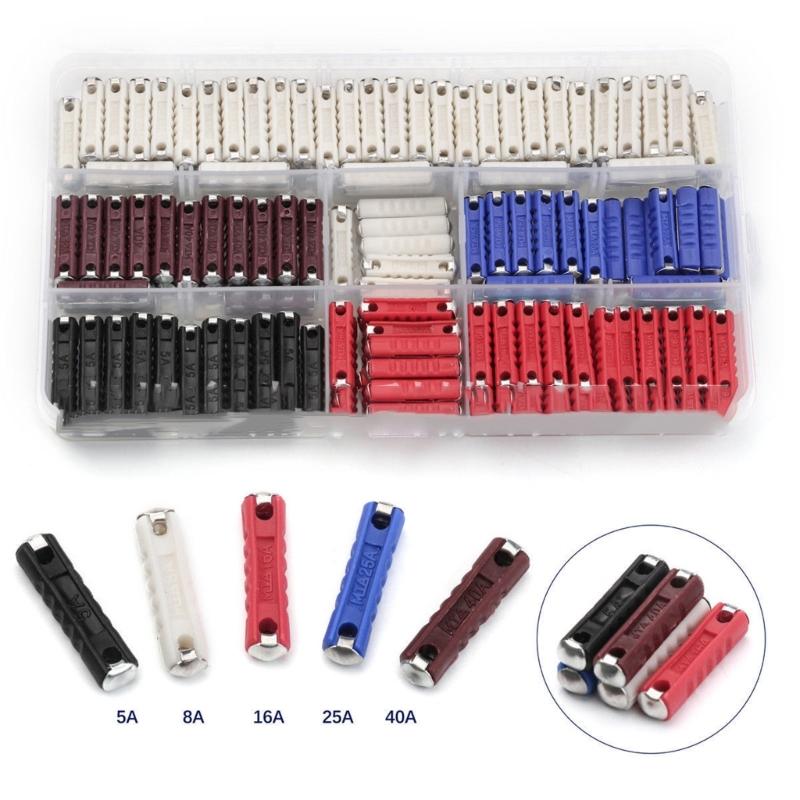 200Pcs Car Fuses European Automobile Fuses Assortment Set 5A 8A 10A 16A 25A 40A for European Car Old Style