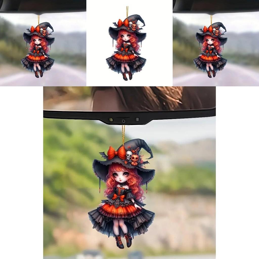 Cartoon Girl Acrylic Car Charm Halloween Special Car Interior Accessory For Travel And Gifts