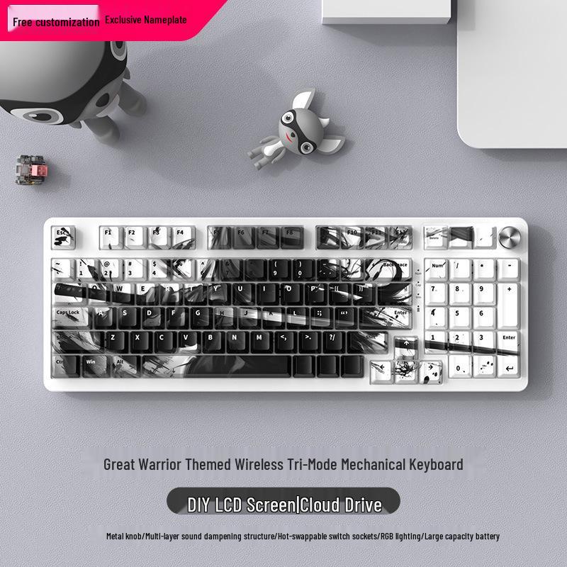 Wireless Bluetooth Mechanical Keyboard - 98-Key, Blue Switch, Silent for Gaming/Esports, High-Design for Girls/Office Use.