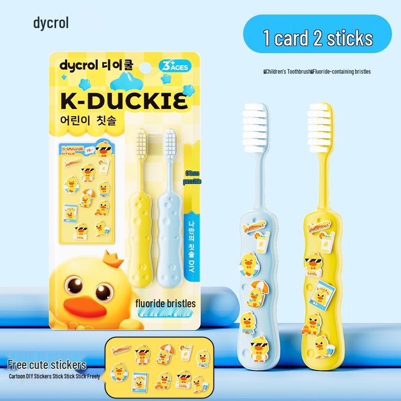 Dai Ke Fluoride Toothbrush Set for Kids 6-12 - Cute Cartoon Design, Soft Bristles, 6-Pack