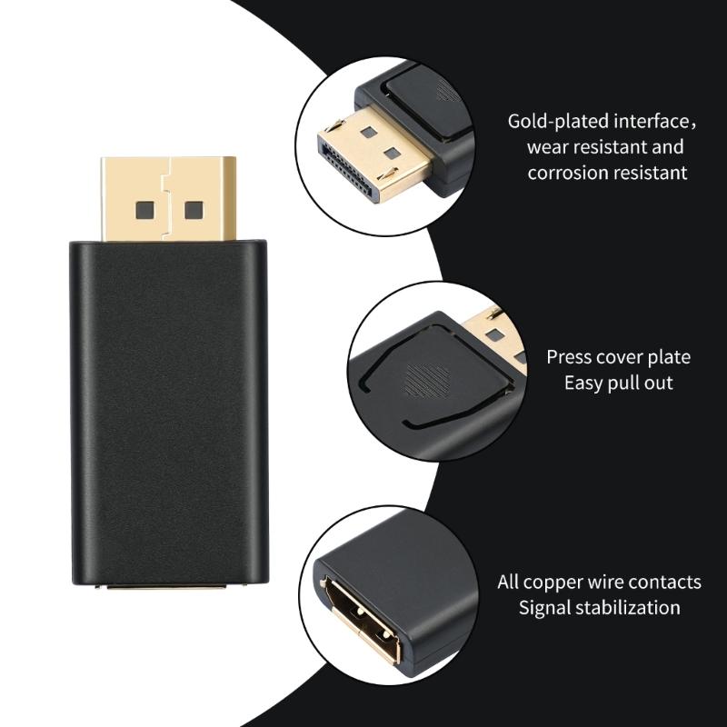 DP1.2 Male To Female Extension Adapter DP Converter Support 4K 144Hz Video Signal Transmission for Computer