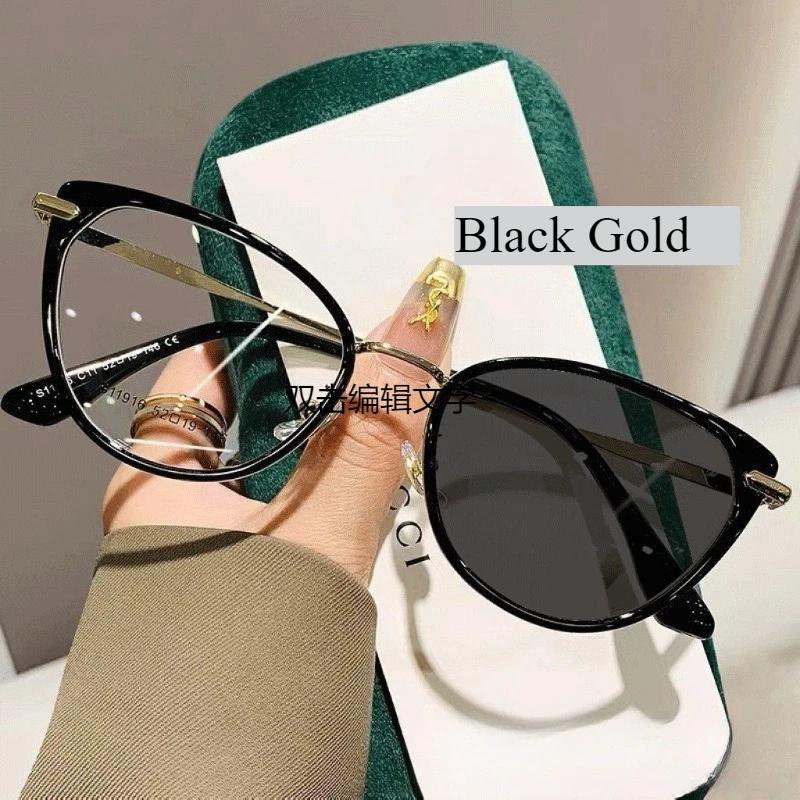 Retro Photochromic Cat Eye Anti Blue Light Glasses Unisex Color Changing Outdoor Eyewear Fashion Sunglasses