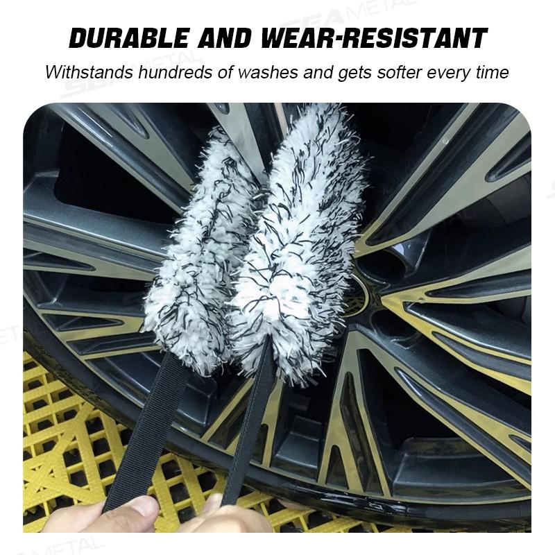 SEAMETAL Microfiber Car Wheel Wash Towel Brush Flexible Double-sided Long Strap Cleaning Towel Ultra-Soft Wheel Hub Washing Tool