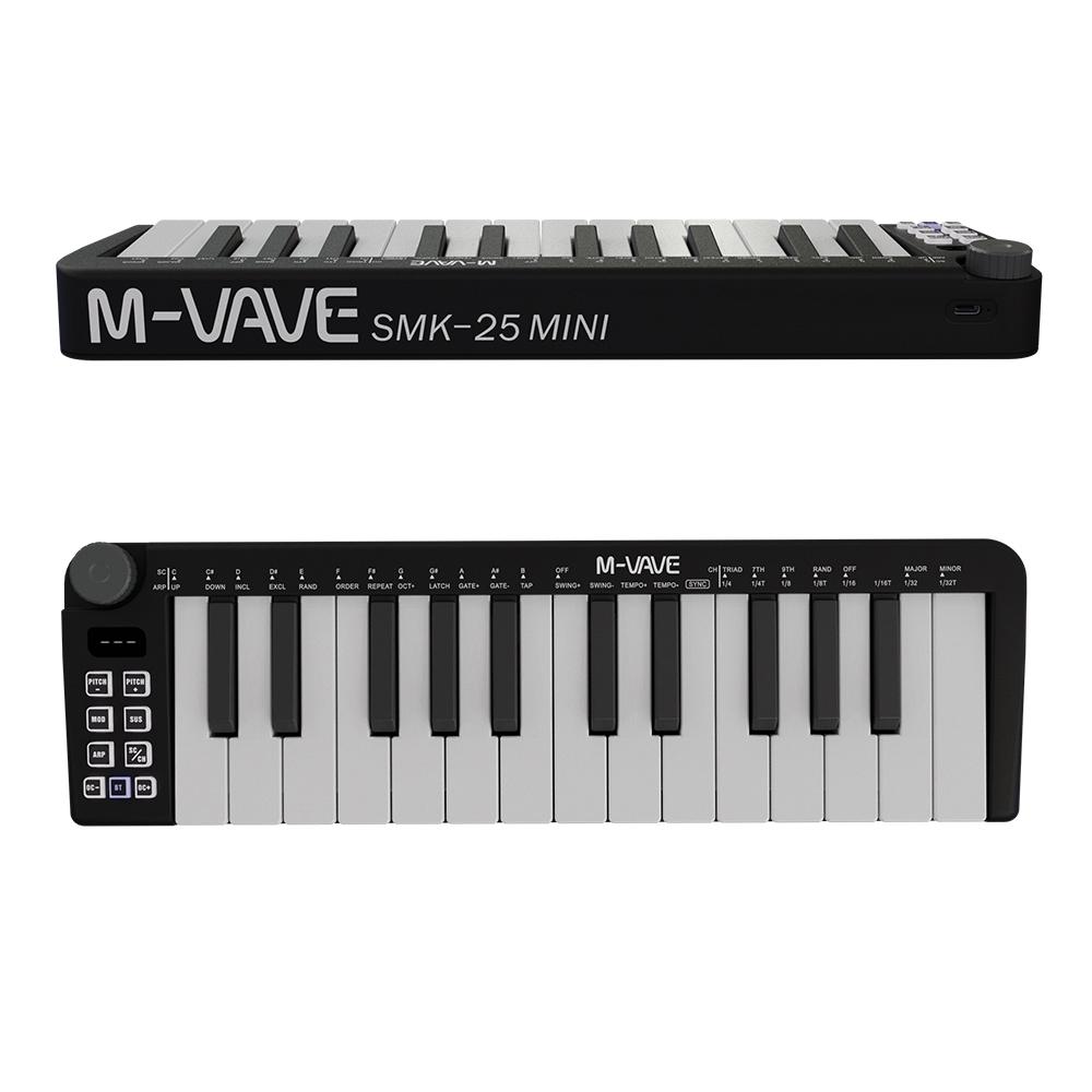 MIDI-клавиатура M-VAVE SMK-25, 25 клавиш, MIDI-контроллер, перезаряжаемая USB-клавиатура, MIDI-контроллер с 25 чувствительными к силе нажатия клавишами чёрный
