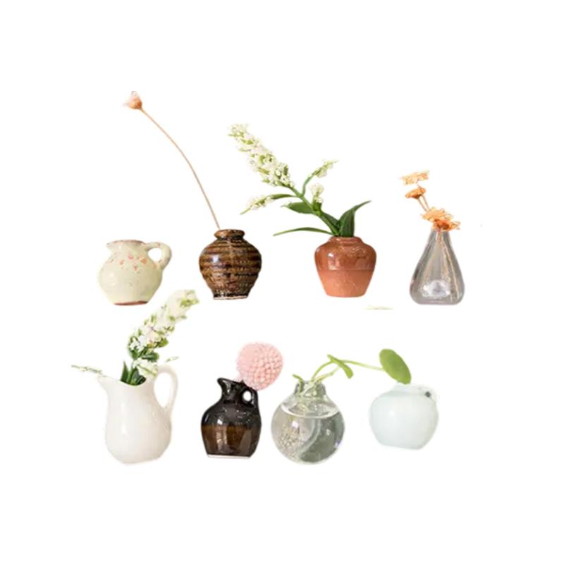 14-5pcs Porcelain Refrigerator Magnets Mini Vase Super Powerful Fridge Message 3D Flower Pot Fridge Magnet for Home Decoration