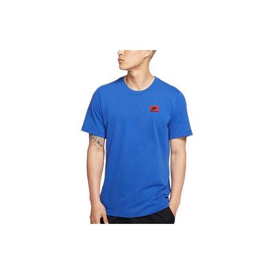 Solid Color Crew Neck Straight Cut Loose Short Sleeve T-Shirt Men Tops Blue CD3176-480