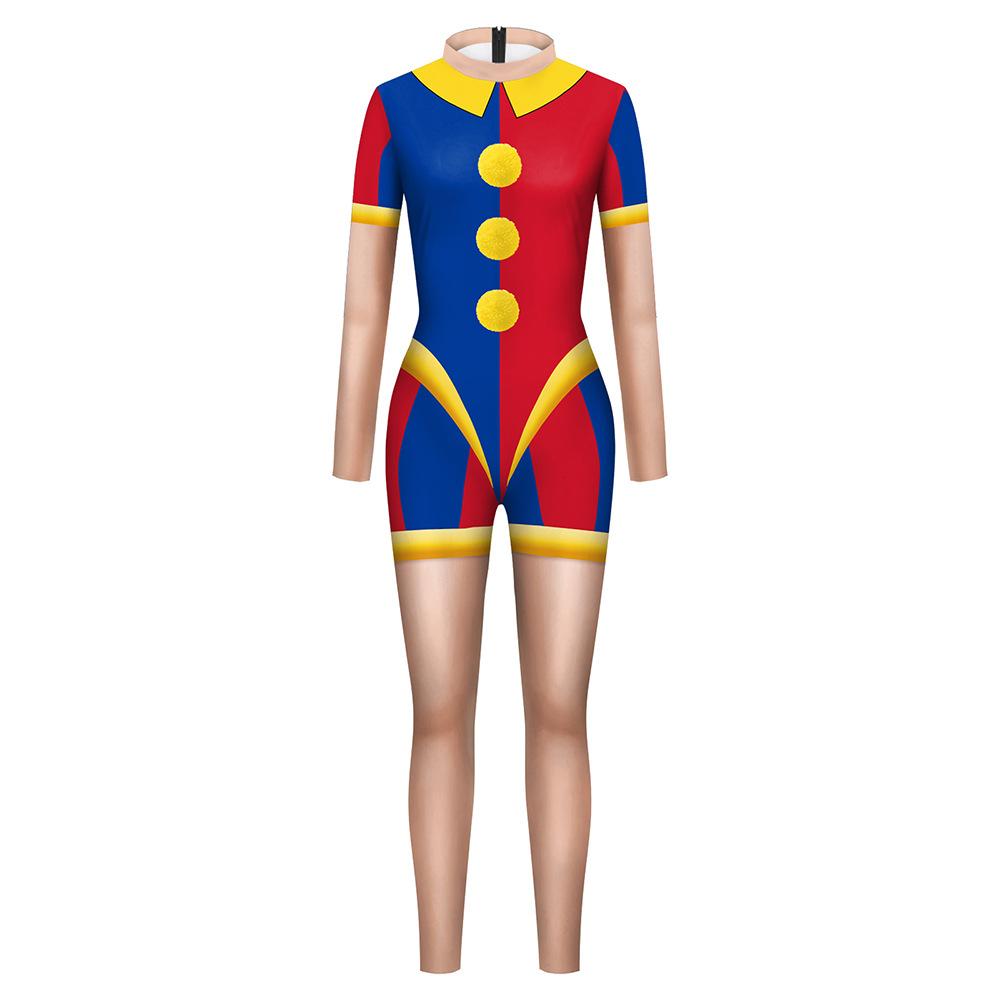 Circus Clown Halloween Jumpsuit Adult Woman Digital Print Stage Performance Cosplay Costume  Festival Party Role Play Dress Up