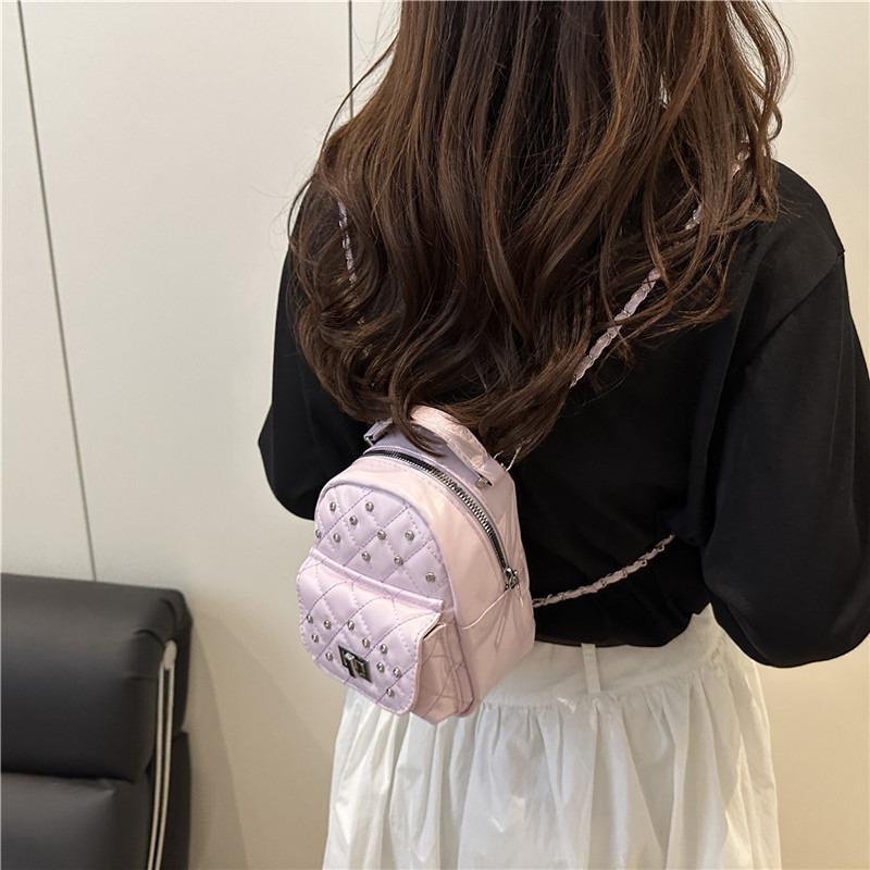 Fashion Portable Small Bag Women's New Diamond Chain Backpack Crossbody Casual Versatile Multi-purpose Bag