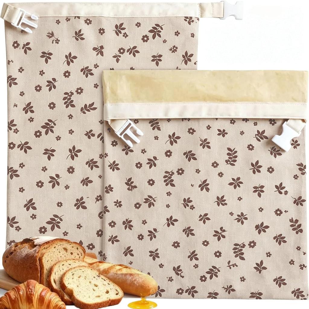 2 Pack Beeswax Bread Bags for Sourdough,Reusable Cotton Beeswax Bag for Homemade Bread,Freezer-Friendly Freshness Preservation Storage To Keep Fresh