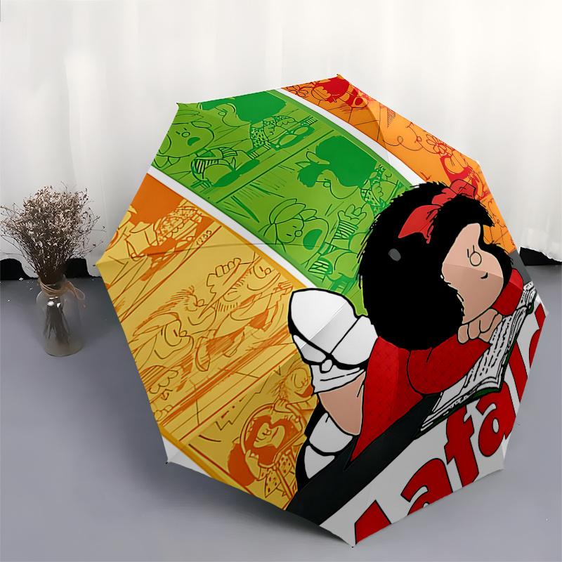 Mafalda's Umbrella: Automatic Opening & Closing, Foldable Design, 8-Rib Iron Frame, Outdoor Use, Perfect Gift for Fans and Travelers0104151a