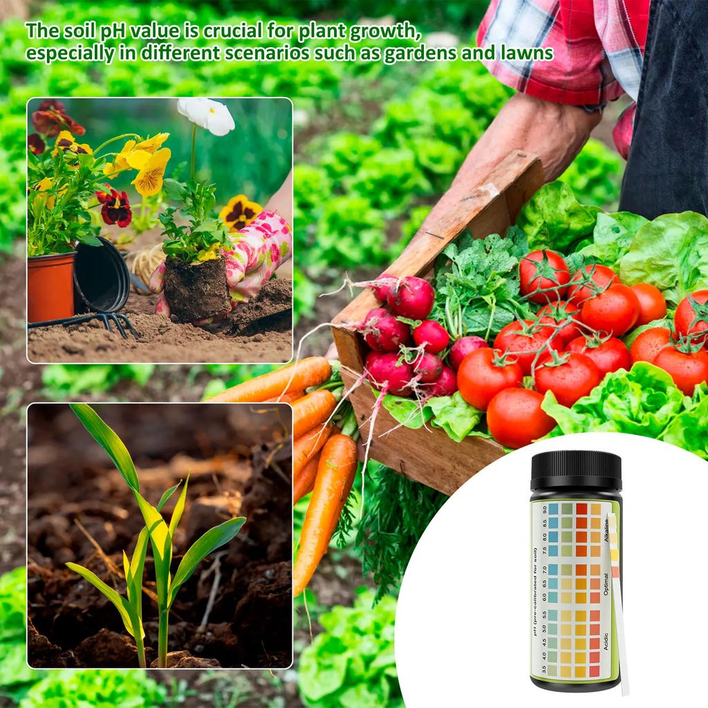 100 Pack Soil pH Test Strips Gardening Lawn Plants Water Soil Acidity Test Instrument High Precision Professional Tool