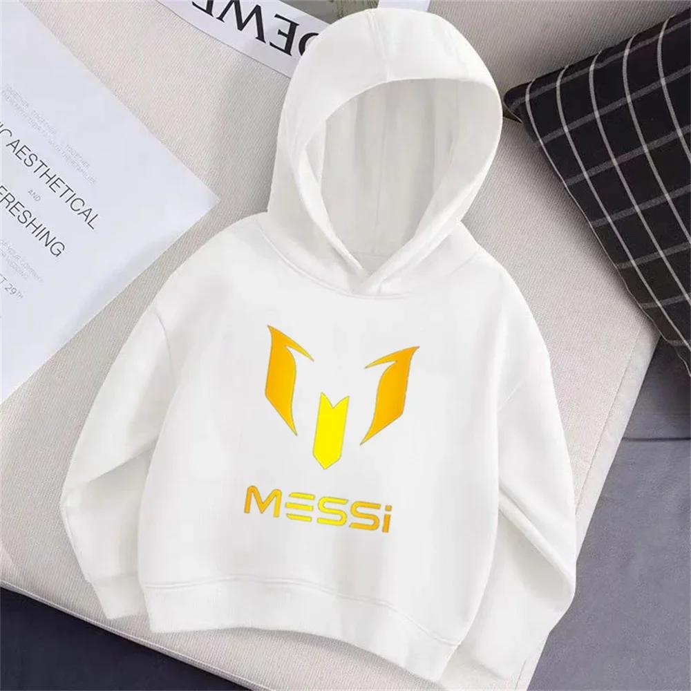 Autumn Winter Cartoon Messi Printed Children Hoodies Long Sleeve Casual Fashion Boy's Girl's Pullover Sports Kid Sweatshrts Coat