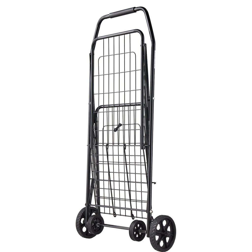 Shopping Cart, Folding Grocery Utility Cart with Swivel Wheels, 40.8 kg Large Load Capacity, Heavy Duty Rolling Laundry Basket Butler for Laundry,