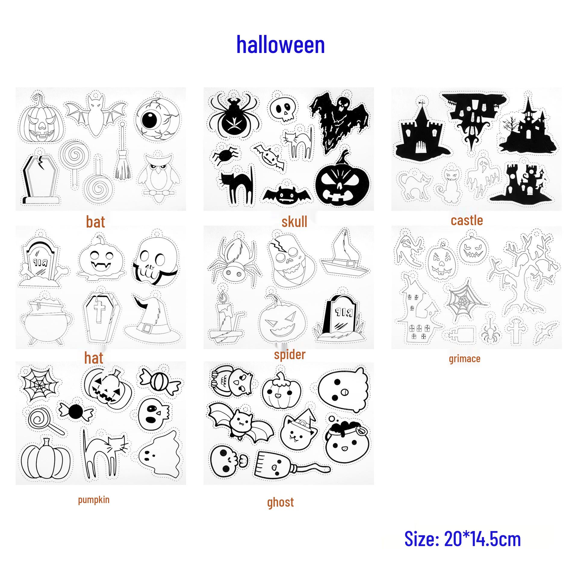 Colorable Halloween Shrink Plastic Ornament Set: DIY Keychain & Brooch Craft Kit тыква