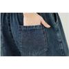 DIMANAF 2026 Summer New Plus Size Women Jeans Elastic Waist Long Pants Loose Casual Denim Cotton Trousers Plaid