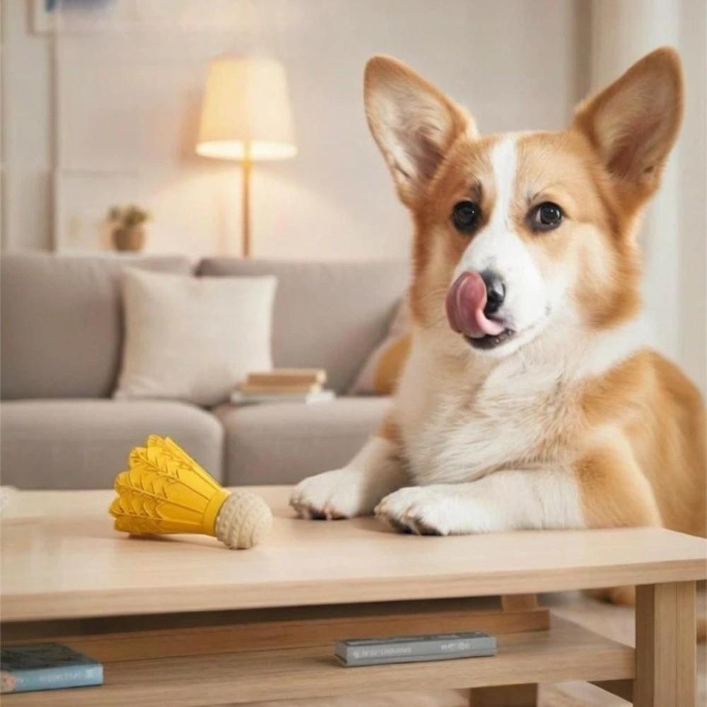 Durable Badminton Shape Dog Chew Molar Toy Self Playing Rubber Bite Resistant Toy Bite-resistant Grinding Teeth Stick Dog