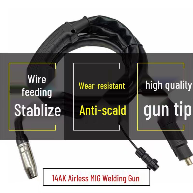 Airless MIG Welding Gun with Quick-Plug Wiring - Available in 2m, 3m, 5m Sizes (14ak Flux-Cored, Self-Shielded)
