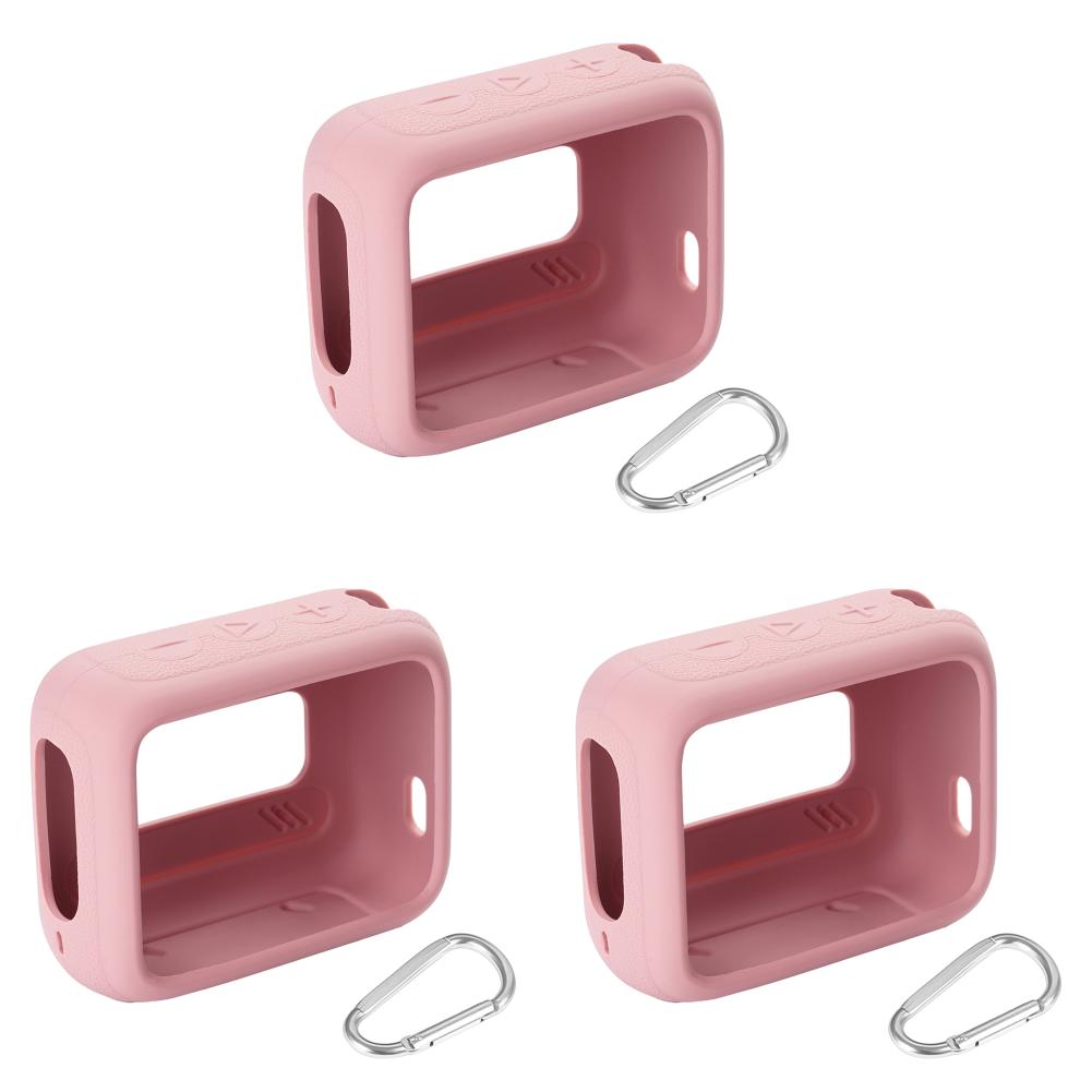 

Силиконовый защитный чехол для динамика от царапин с карабином для JBL GO 4(розовый)