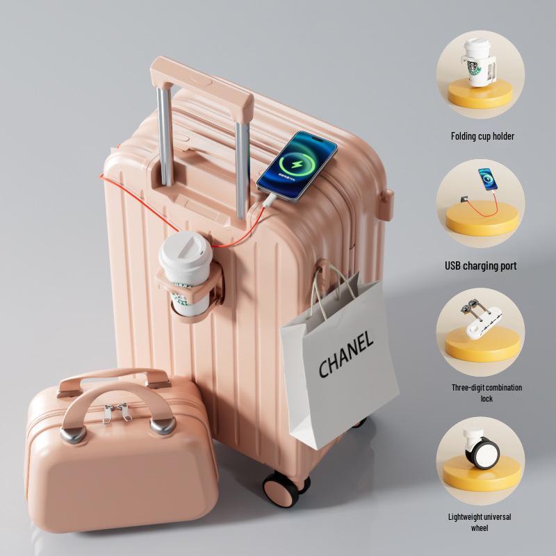 Durable 20-inch Women's & 24-inch Men's Trolley Suitcase: Stylish, Drop-Resistant Travel Luggage for Students