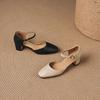 Krazing Pot Pelle Vera Punta Tonda Tacco Sottile Scarpe Estive Monocolore Taglia Grande 42 Cinturini con Fibbia Donna Scarpe Basse