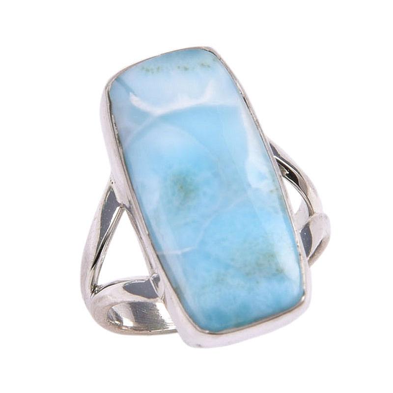 Natural Republic Larimar Gemstone 925 Solid Sterling Silver Gift Ring S.6 H4y71