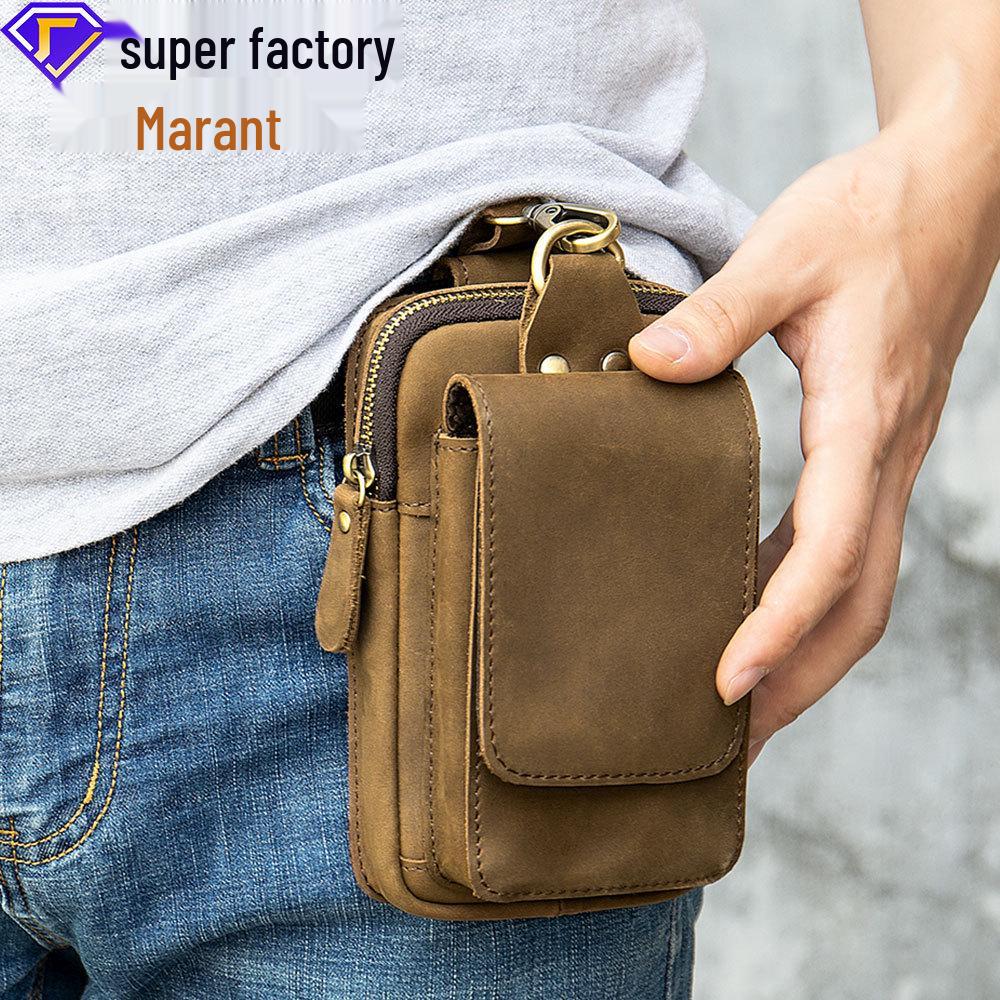 Men's Retro Cowhide Fanny Pack: Genuine Leather Multi-Functional Phone Belt Bag