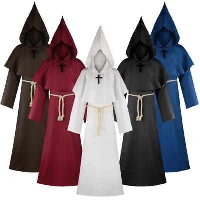 Unisex Halloween Mittelalter Robe Mit Kapuze Umhang Mönch Anzug Cosplay Kostüm Pest Arzt Erwachsene Rolle Spielen Dekoration Kleidung