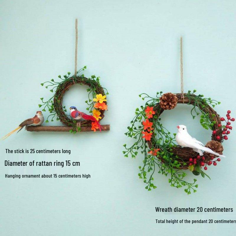 Forest Style Kindergarten Hanging Mobile: Creative Micro-landscape Arrangement with Bird's Nest and Decorative Pendants.