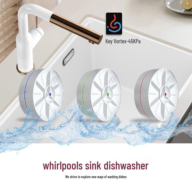 Compact Turbine Dishwasher: Integrated Sink Washer for Fruits, Vegetables & Dishes