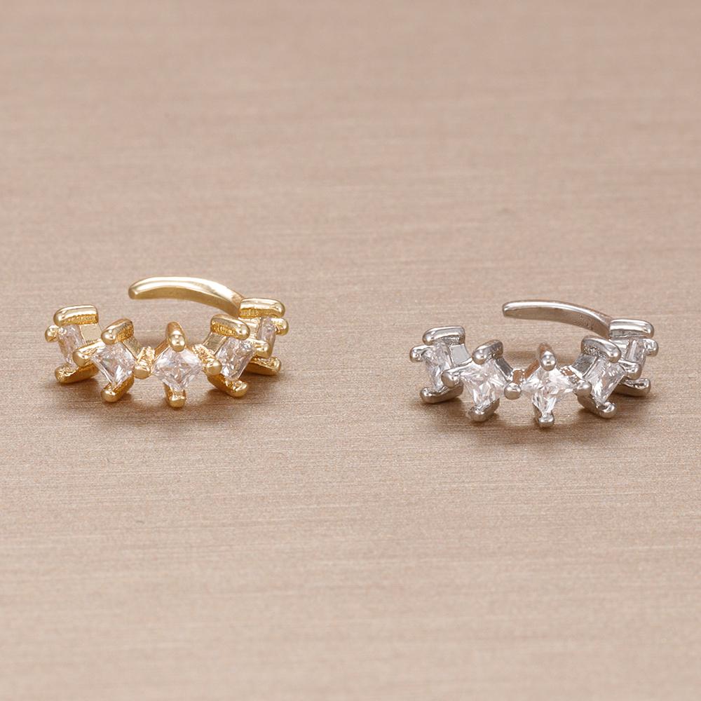 1Pc Simple Square Zircon Earcuff Clips On Earring for Women Girls No Fake Piercing Cartilage Earrings Ear Ring Without Hole