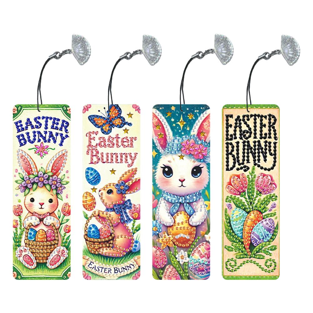 4Pcs Animal Patterns DIY Diamond Painting Bookmark Diamond Painting Art Bookmarks for Readers Home Office Book Decor & Gift Idea