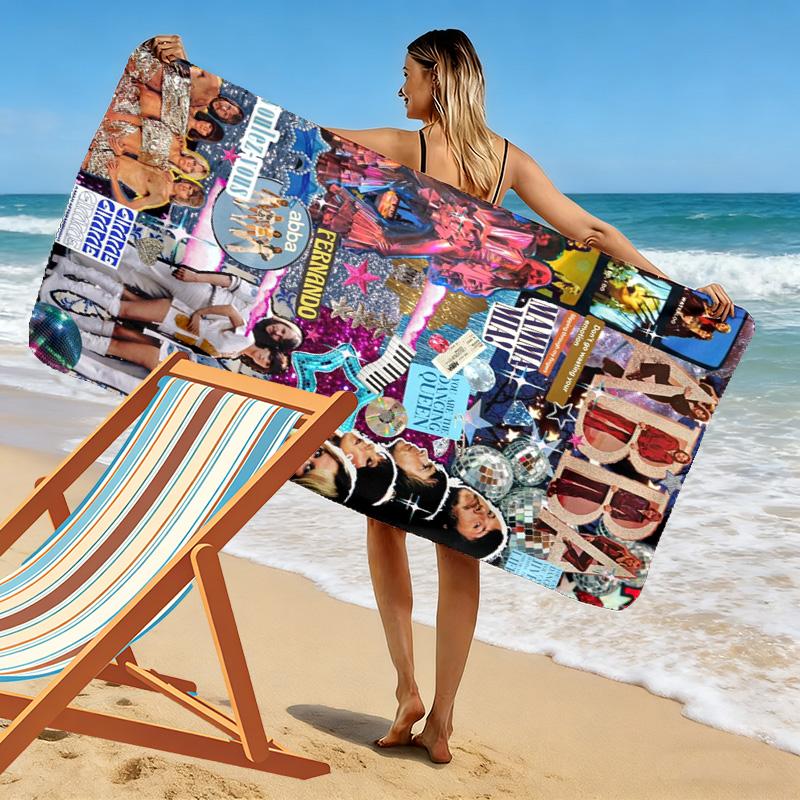 ABBA Iconic Band Legacy Beach Towel Portable for Travel Beach Seaside Quick-drying Swim Towel Swim Fashion Printing Outdoor Picnic Beach Mat