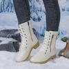 Snow Boots Winter New Medium Tube Retro Large Size Side Zipper Thick Heel Women's Boots