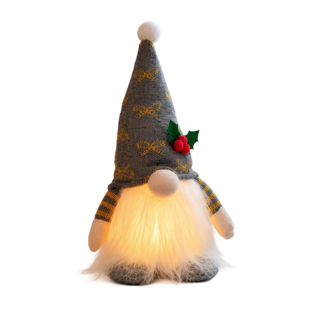 Glowing Multicolor Christmas Gnome Figurine with Faceless Design for Home Window Holiday Decor