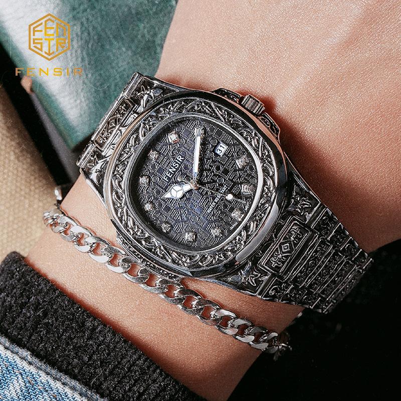 Men's Unique Luxury Retro Steel Strap Design Watches 2025 Unusual Sport Waterproof Watch For Man WristWatch Clock Reloj Hombre
