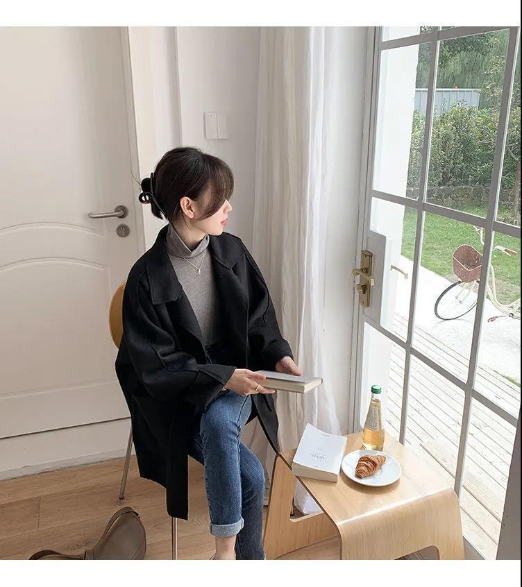 Women's Mid-Length Woolen Shirt Jacket - Autumn/Winter Korean Style, Loose Fit, Petite Versatile Coat