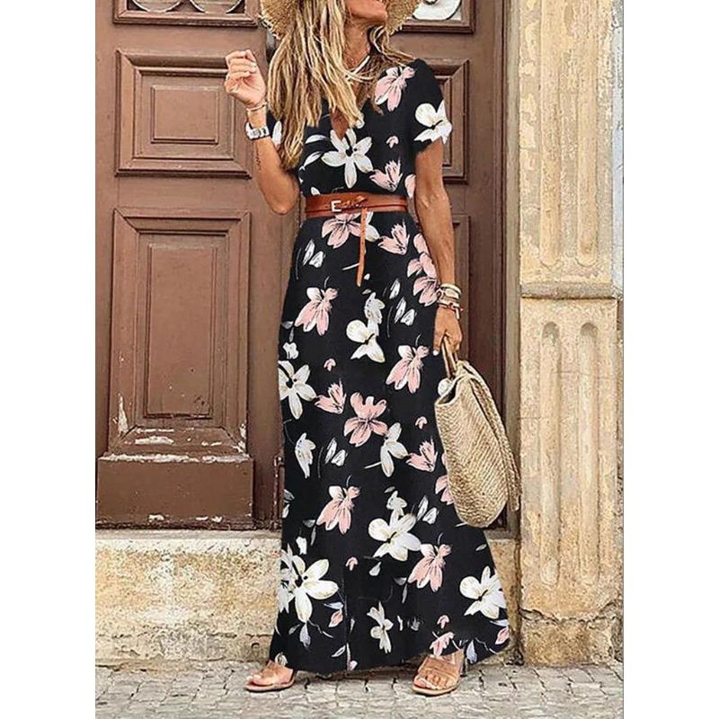 BITCED Fashion Summer Spring Short Sleeve V-Neck Casual Dresses