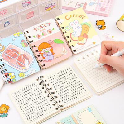 Mini Cartoon Spiralblock, 80 Seiten Taschenblock, Tragbares Journal mit glattem Seitenumschlag für Lernnotizen