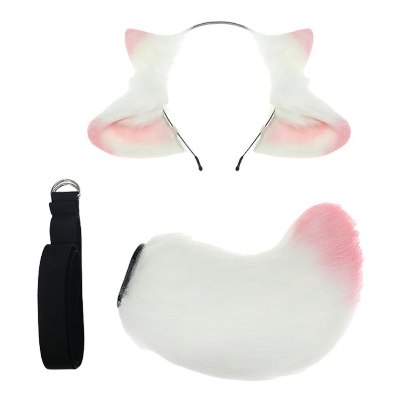 Sheep Ear Headband and Sheep Tail Set Halloween Sheep Costume Accessories for Kid Adult Halloween Christmas Cosplay